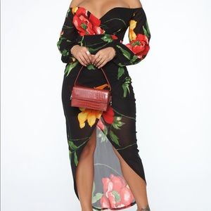 Fashion Nova Floral Off the Shoulder Dress